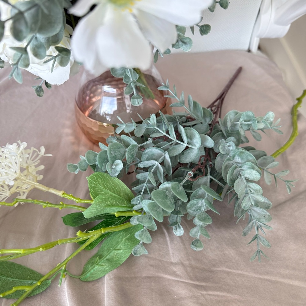 Elegant White and Green peony eucalyptus Artificial flowers - Picture 3 of 4